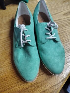 Men's Suede Lace-Up Oxfords in Teal Size 9